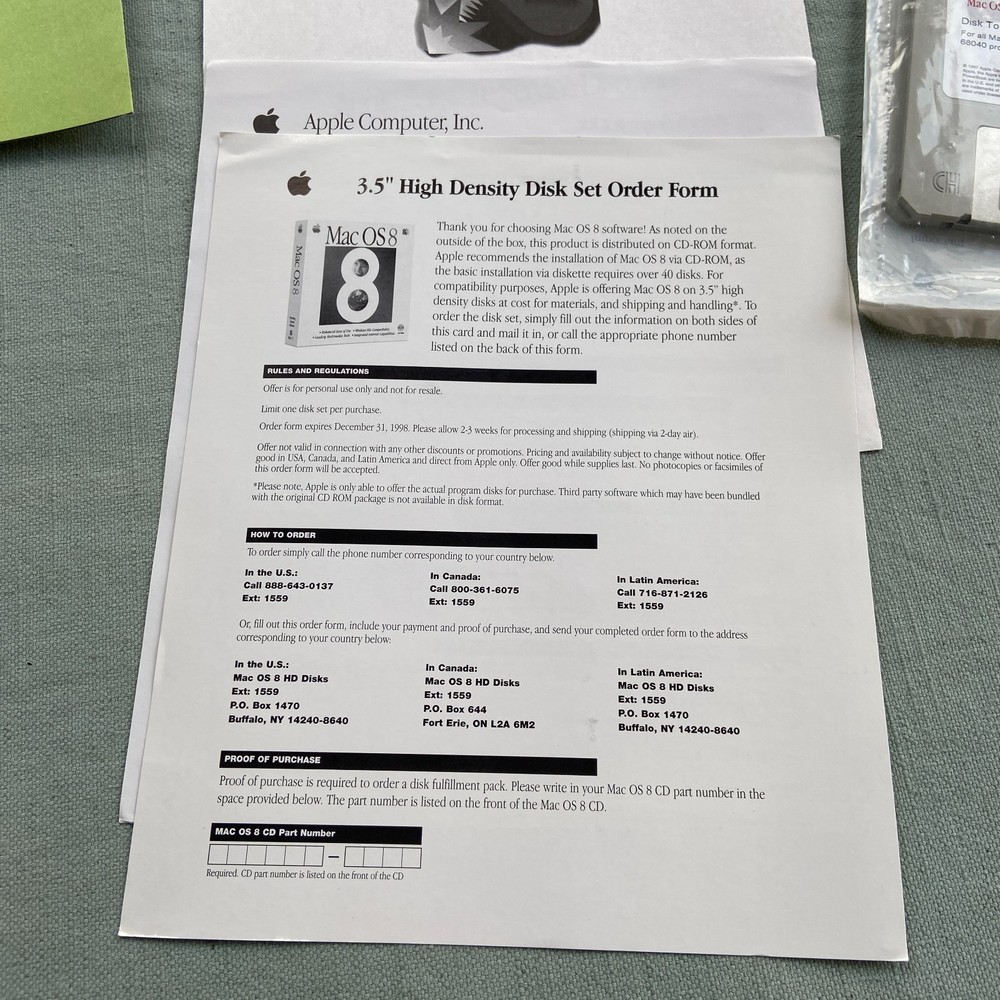 Apple Mac OS 8.0 Install CD Internet Connection Kit Disk Tools Floppy 1997 VTG