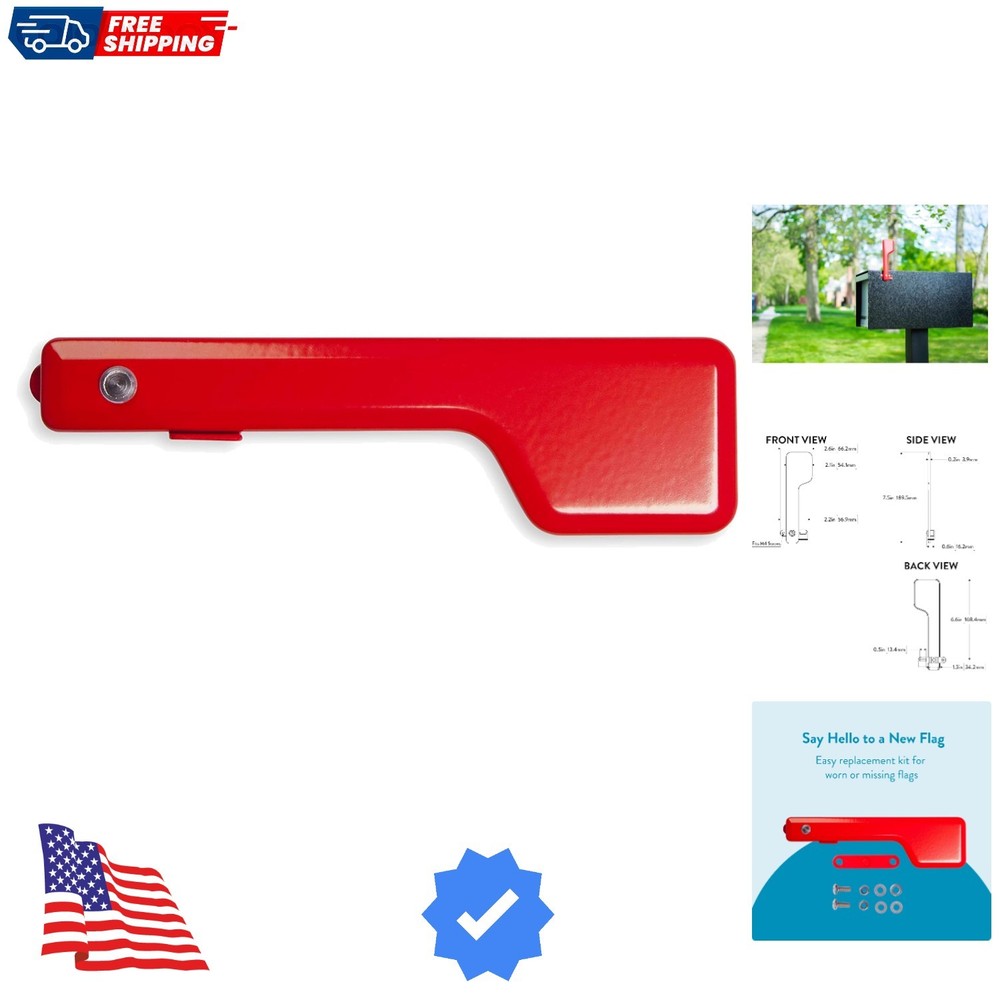 Galvanized Steel Mailbox Flag Replacement Kit, Red