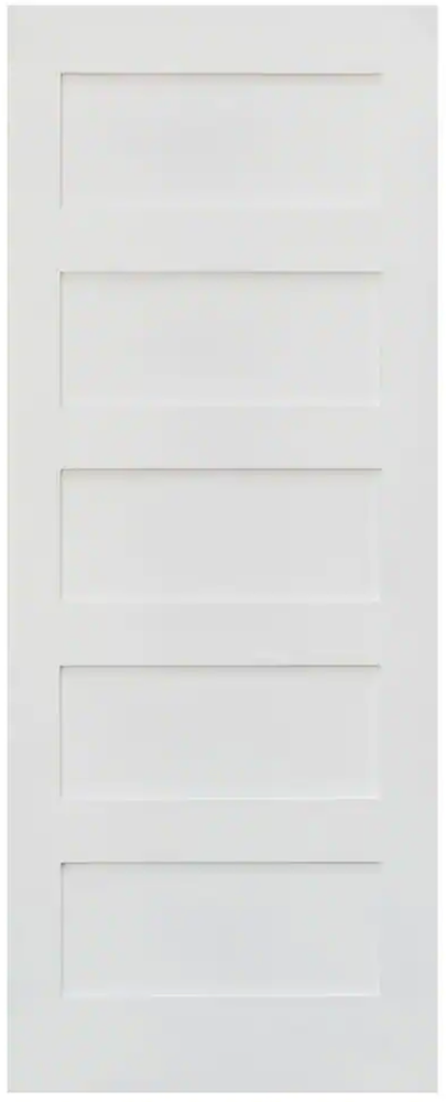 5 Panel Flat Mission Shaker Primed Stile & Rail Solid Core Door Slabs 8'0 Height