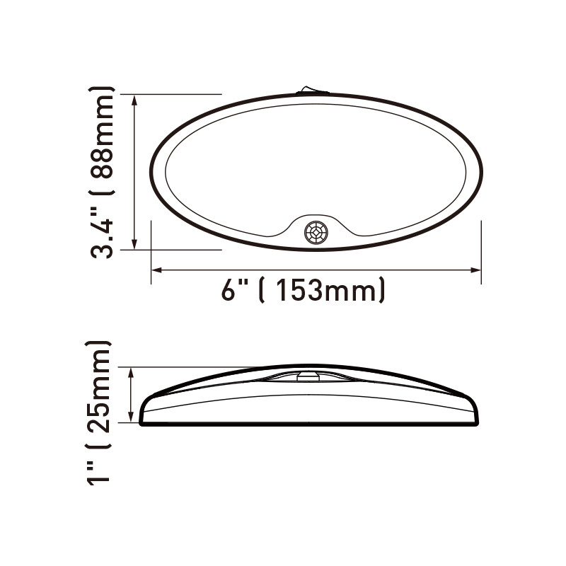 Black 12V LED Motion Sensor Light RV Boat Ceiling Down Light Fixture Switch UL