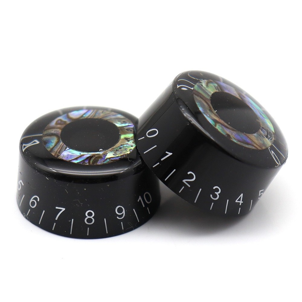 4x Abalone Ring Guitar Knobs Push-in Volume Amplifier Audio Control Knobs Black