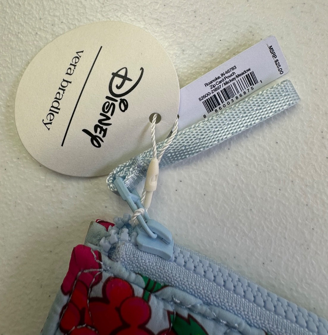 Vera Bradley Disney Mickey Meadow Card Pouch Zip Key Ring NWT Hidden Mickey