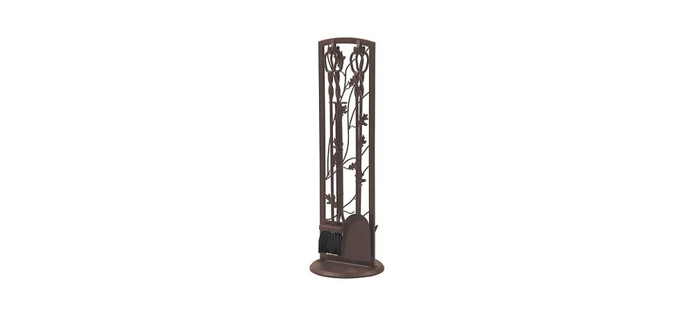 Fireplace Tool Set 5 Piece, Oak Leaf 30", Colonial Brown