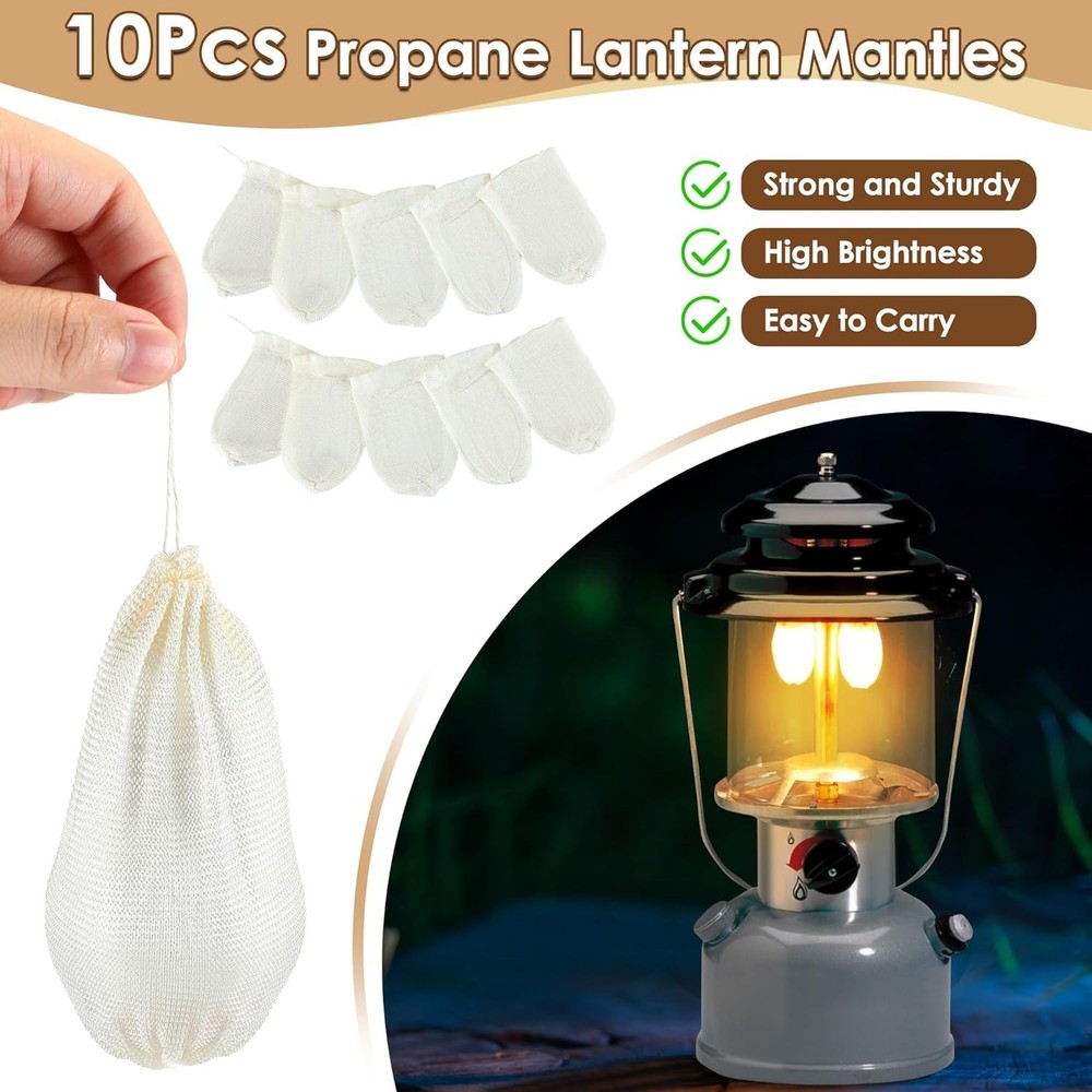 11 Pcs Propane Lantern Mantles with Glass Globe Replacement, Compatible with ...