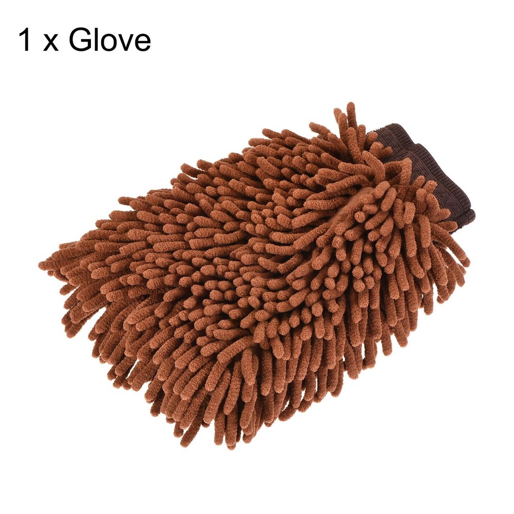 Microfiber Chenille Double-Sided Large Dusting Wash Mitten Cleaning Brown