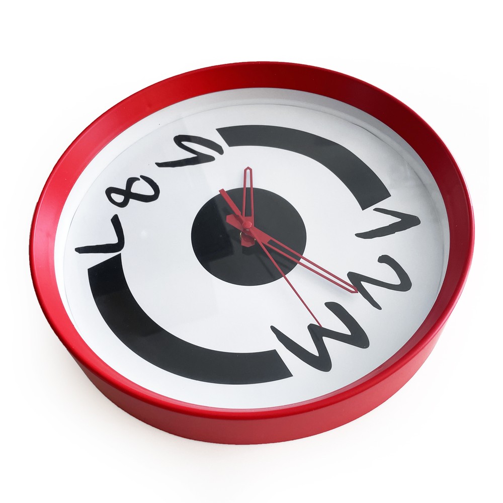 1980s Postmodern Red Wall Clock