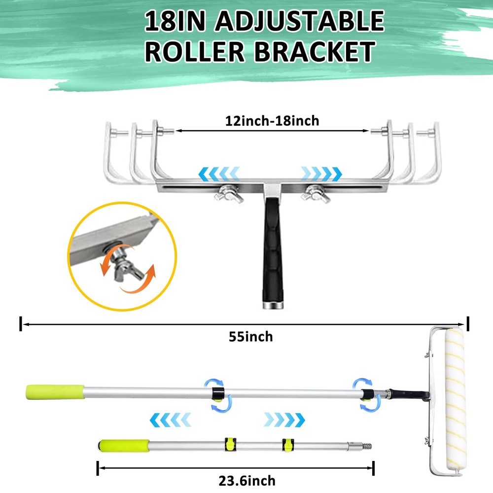 18 inch Paint Roller Kit, Large Paint Roller Tray with Liner, 18 inch Rollers...