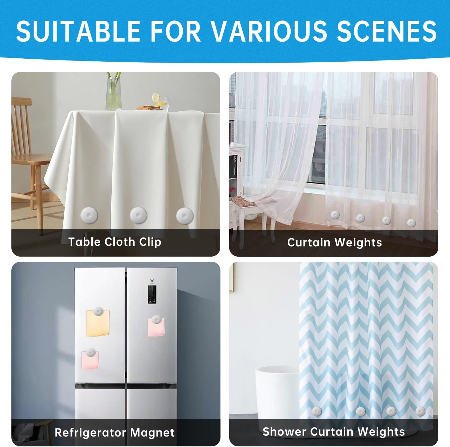 Shower Curtain Weights - Silicone Fully Wrapped Rustproof Shower Curtain Magnets