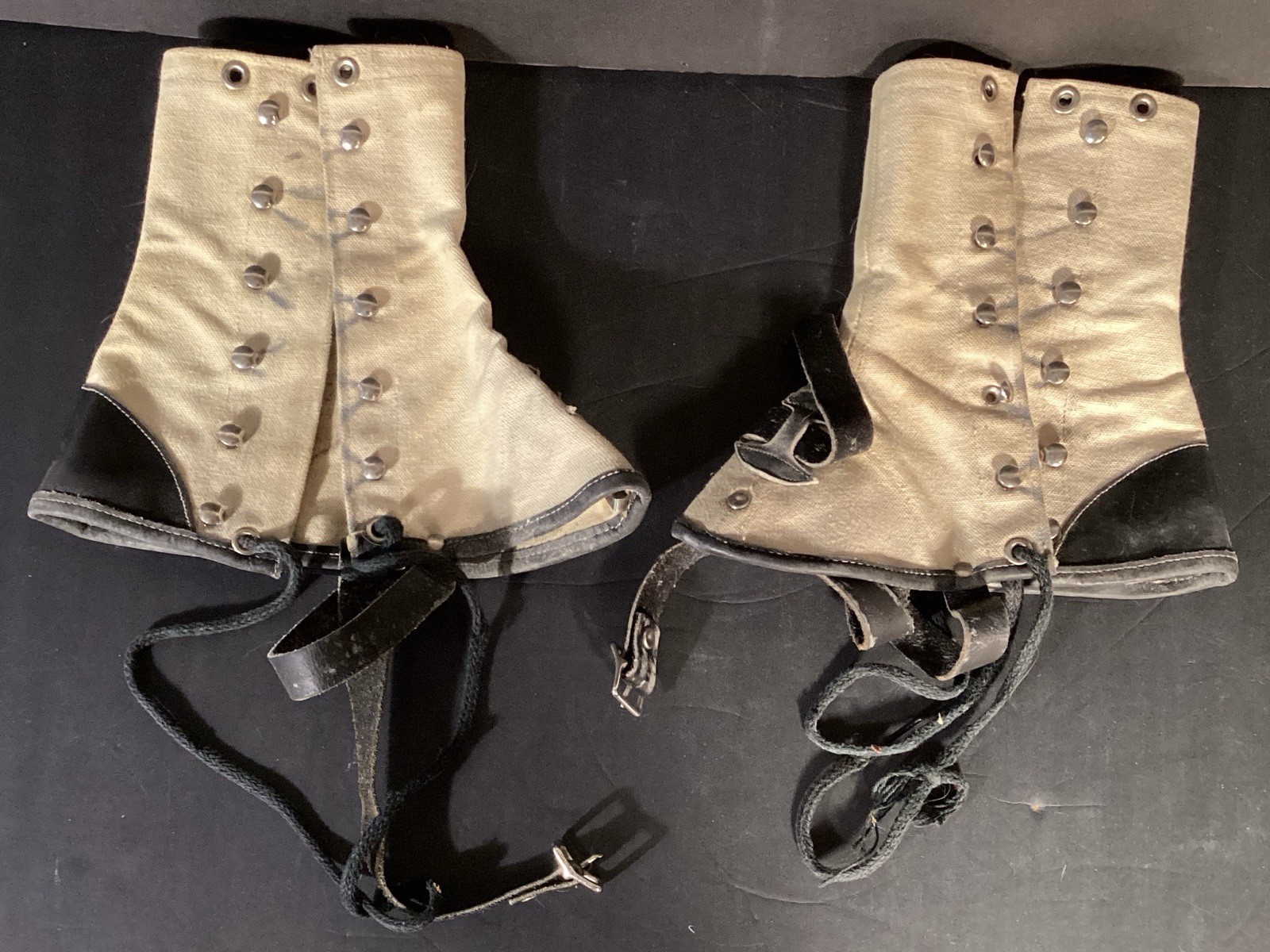 Original Antique Leather Spats With Hearts & Straps