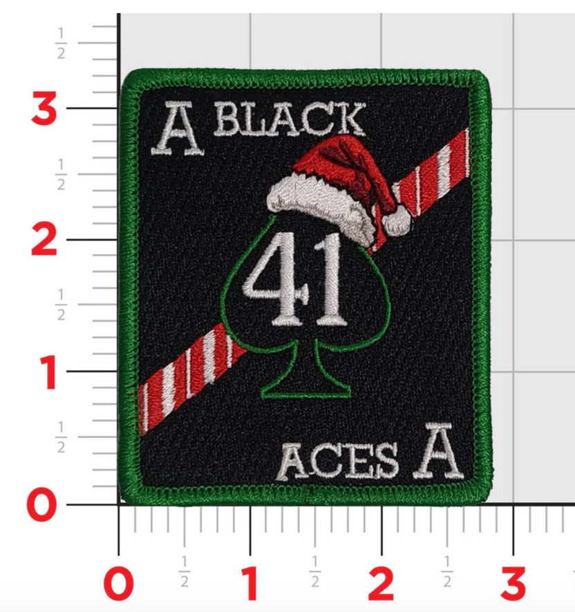NAVY VFA-41 BLACK ACES CHRISTMAS EMBROIDERED PATCH WITH HOOK & LOOP