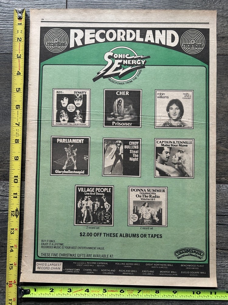 KISS Ad Advert Dynasty Album Vinyl Recordland Ohio 11x16 Vintage Kiss Aucoin