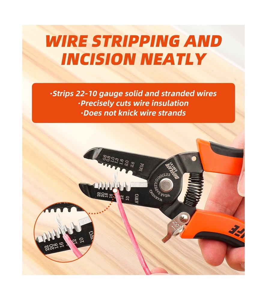 10-22 AWG Wire Stripper Cutter Wire Stripping Tool And Multi-Function Hand To...
