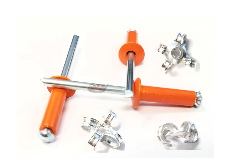 Orange 3/16" Rivet Small Head Exploding Banana Peel Aluminum Pop Rivets 50 pack