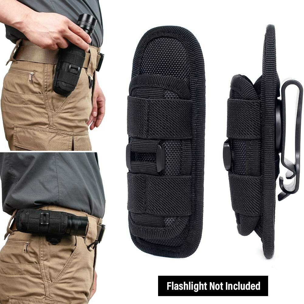 Tactical Flashlight Pouch Holster Rotatable Flashlight Holder Torch Carry Case