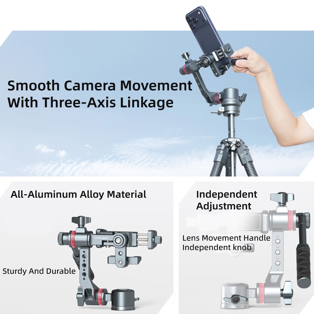 Phone Gimbal Stabilizer Three-Axis Tripod Fluid Head Pan Tilt Head Quick Release