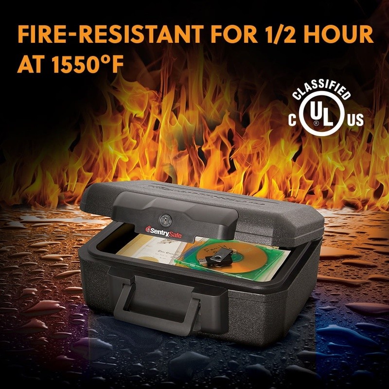 Compact Fireproof Safe UL Classified Lockable Water Resistant Security Box New