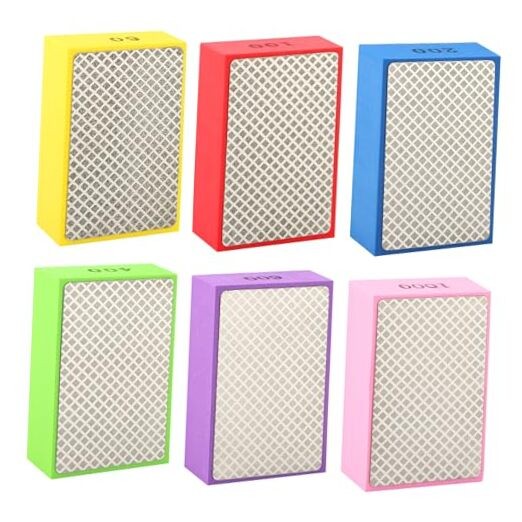 6 Pack Diamond Polishing Pads, Sanding Blocks, Tile Tools Foam Backing Diamond