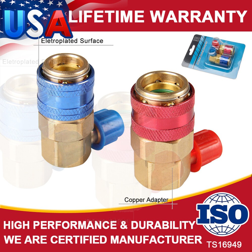 A/C Manifold Gauge Hose Conversion Quick High & Low Adapter Fitting Coupler 1/4"