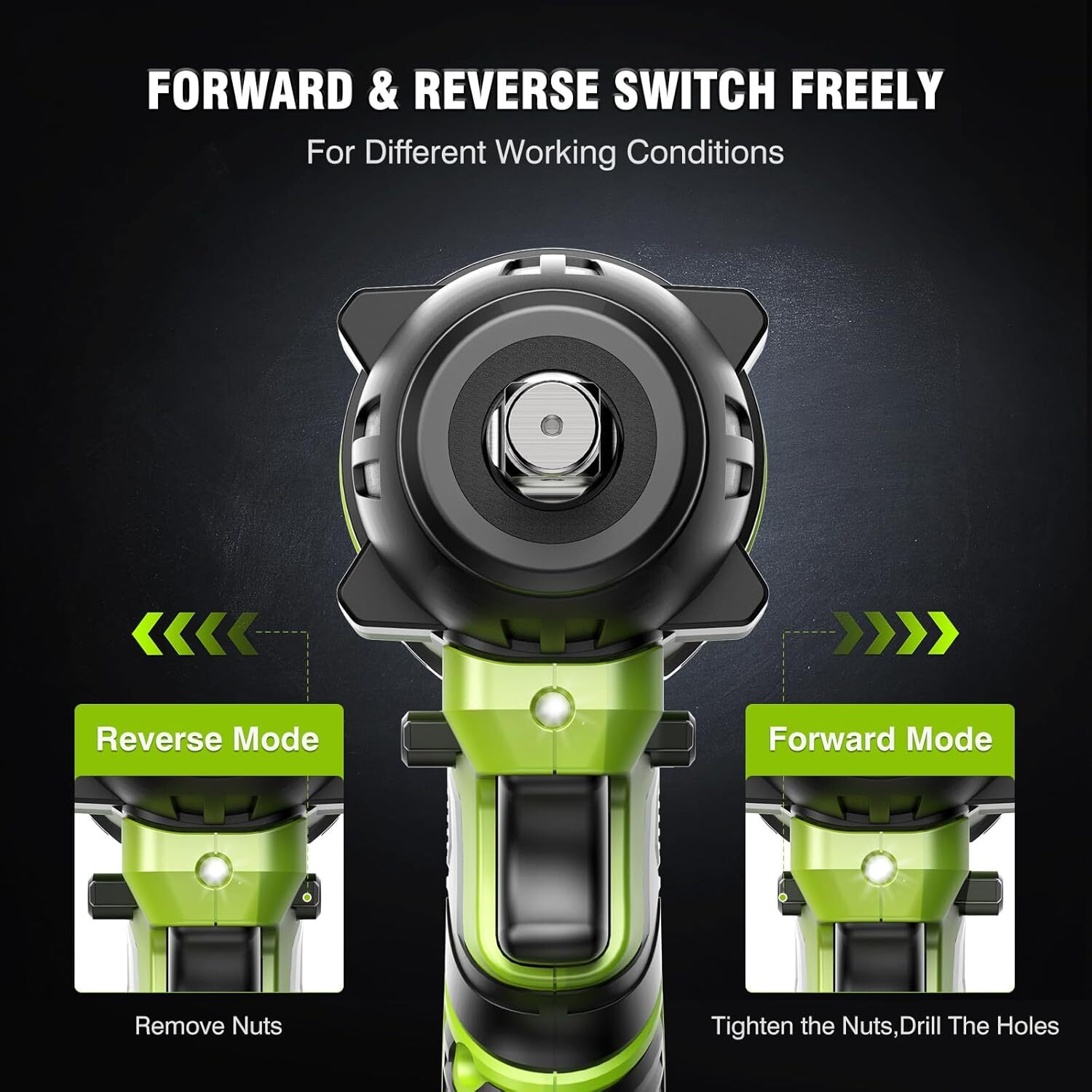 High Torque 406ft-lbs Impact Wrench -2800RPM Max 2x4.0Ah Fast-Charging Batteries