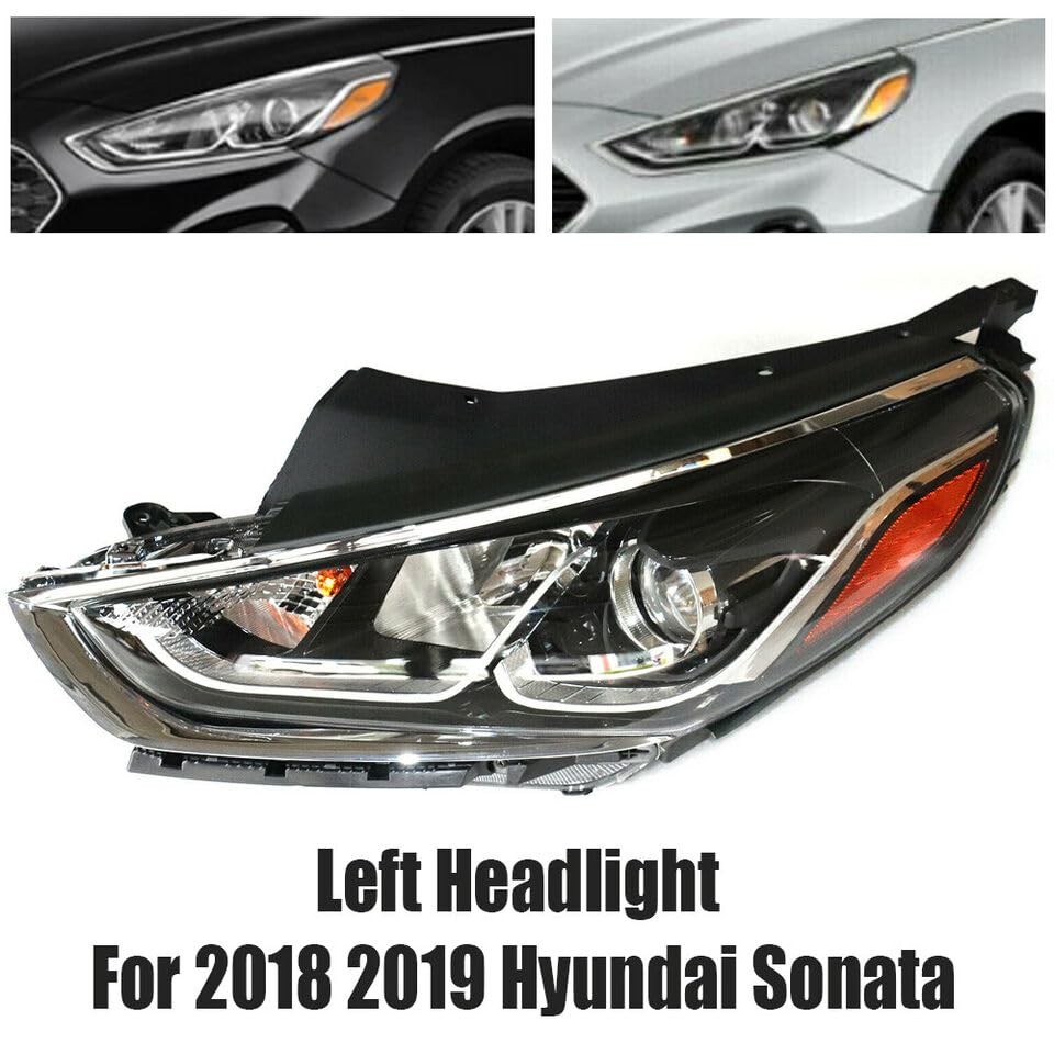 2018 2019 Sonata Halogen Headlight Assembly Chrome Housing Left Driver Side