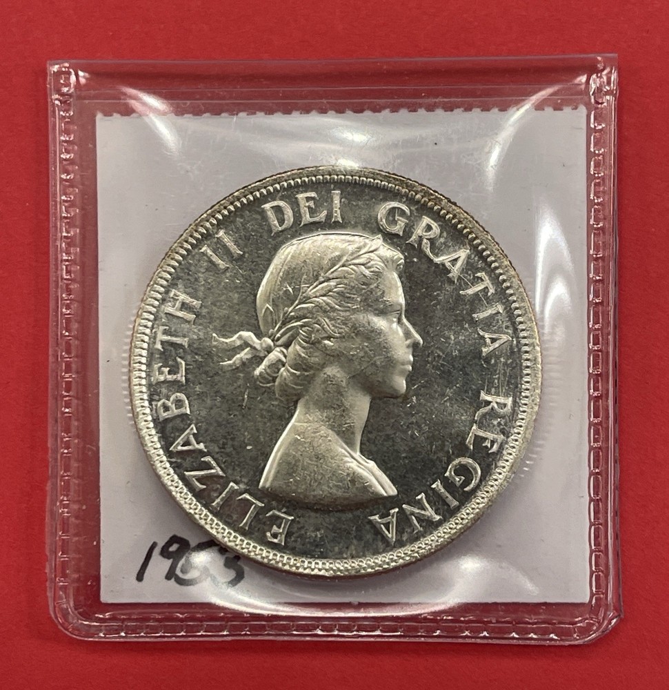 1953 Canada Silver Dollar, Uncirculated, NSF. Nice Looking Dollar.