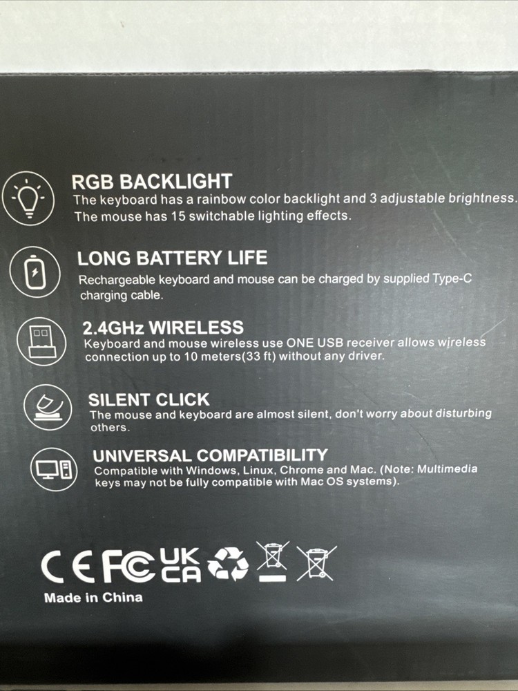 RGB KL1 Backlit Wireless Keyboard And Mouse Combo