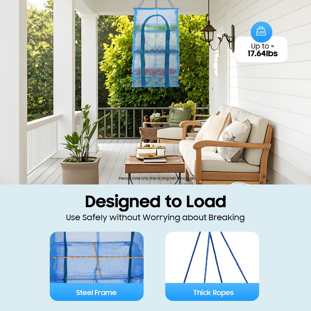Foldable 4 Layers Drying Net Hanging Vegetable Fish Dishes Mesh Dryer Rack