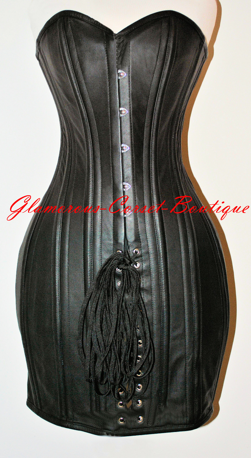 Leather Corset Dress 26 Steel Bones Double Boned Waist Training DOM XS-4XL