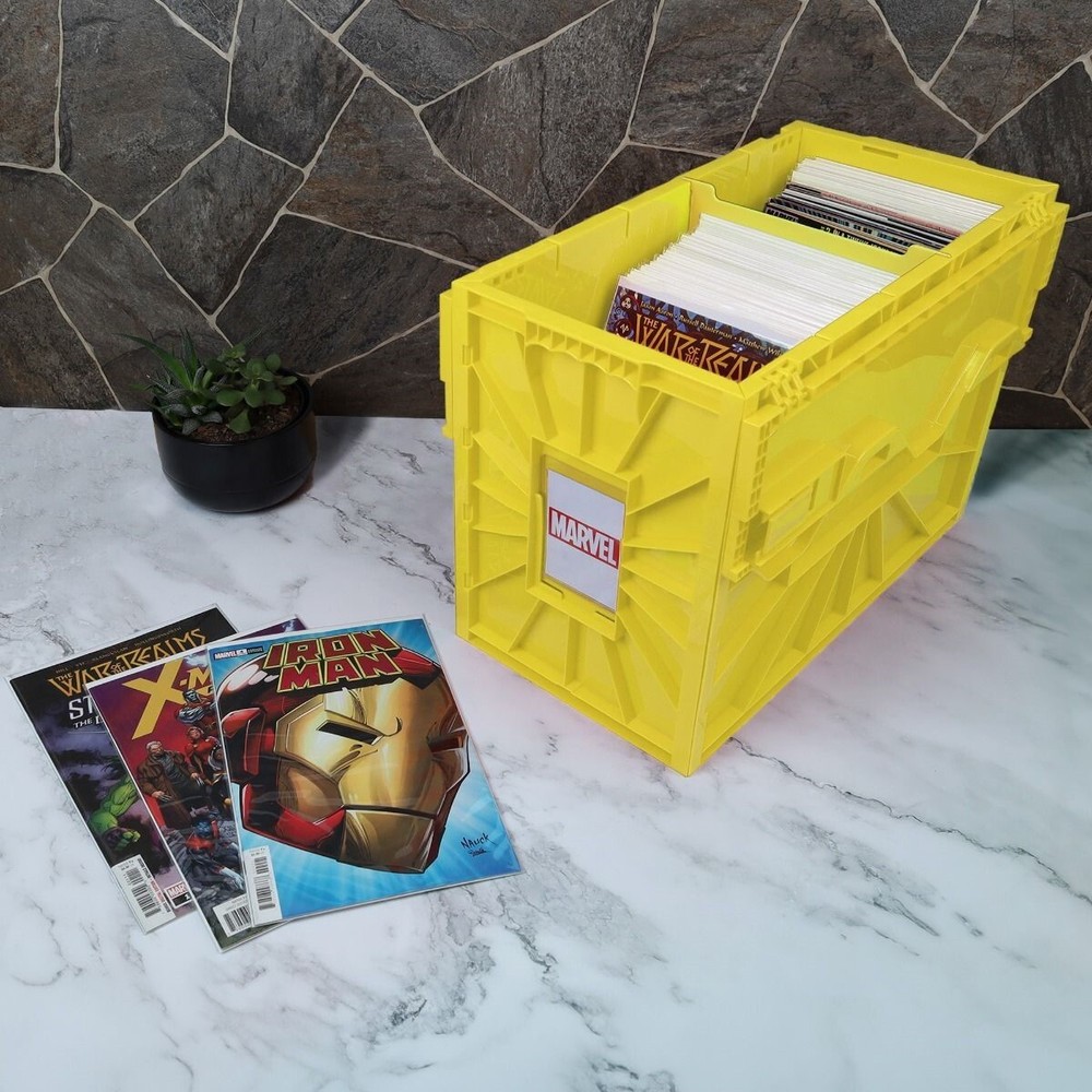 BCW Comic Book Bin Heavy Duty Plastic Box Stackable Holds 150 Bagged New Yellow