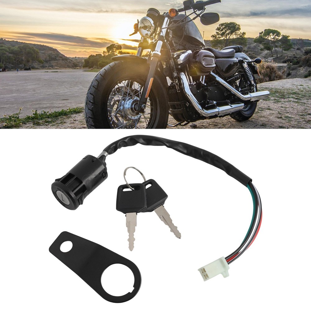 Motorcycle Ignition Switch Key with Mounting Bracket for 50cc to 150cc