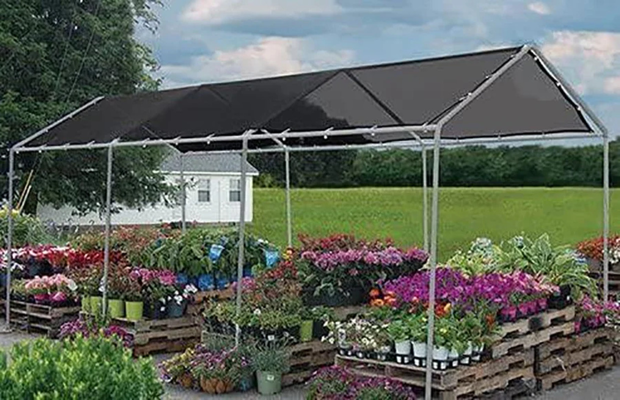 5' X 12' Stationary Black Mesh Sun Shade Tarp, 75% UV Block