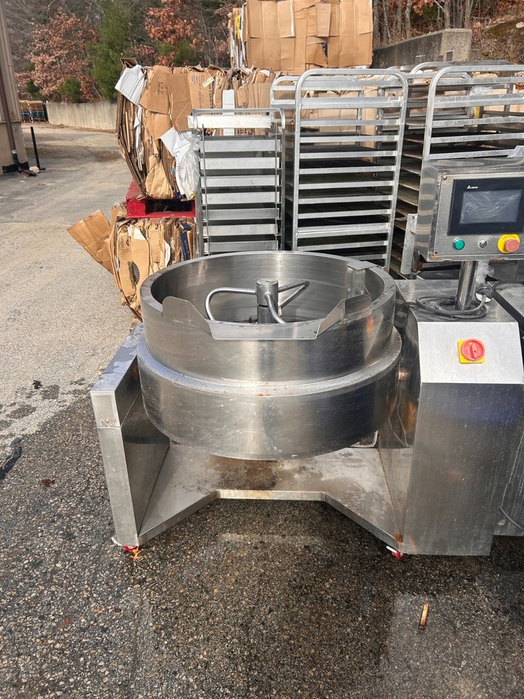 used 150L steam jacketed kettle, tilting and variable agitator. touch screen
