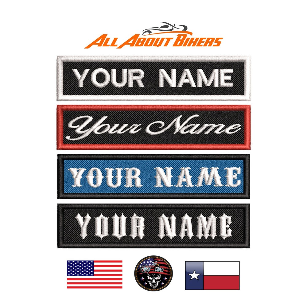 Custom Embroidered Name Tag Bar Patch Motorcycle Personalized Biker Patch Badge.