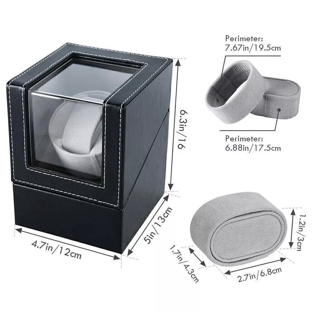 Automatic Rotation Single Watch Winder Box Leather Storage Display Case Gift