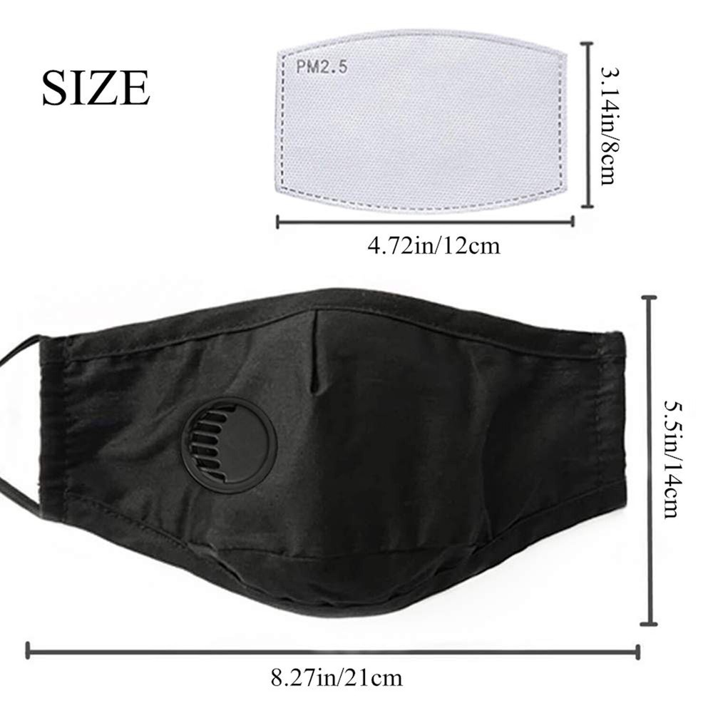 Reusable Cotton Cloth Face Mask w/ 2 filter inserts: Fully Adjustable, Washable