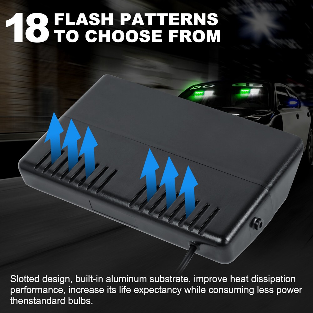 2 in 1 LED Emergency Dash Strobe Lights Windshield Deck Warning Safety Flashing