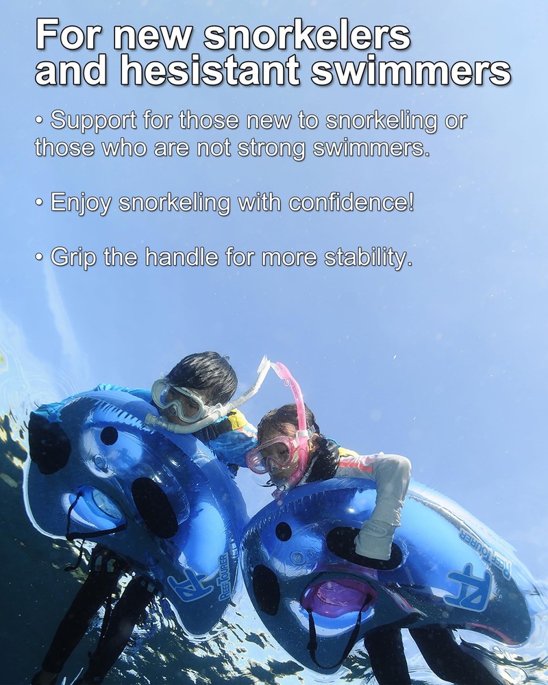 Reef Tourer Inflatable Snorkel Float w/ Handles, Viewing Bucket Compatible, Blue