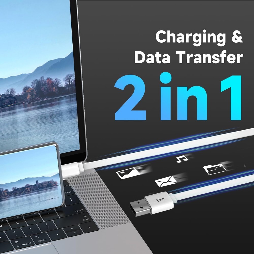 10FT/3M Flat Power Extension Cable for USB C Enabled Home Security Cameras or...