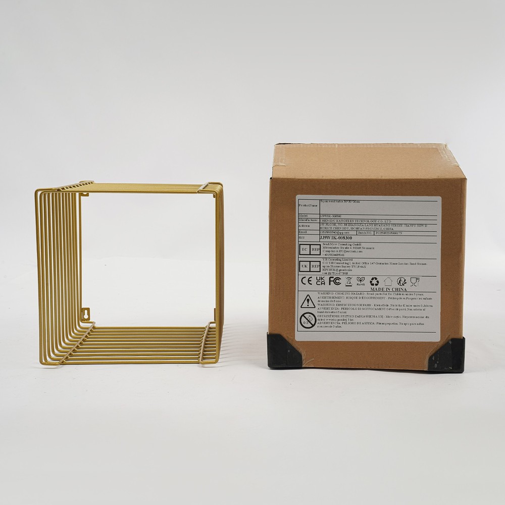 2025 Style Side Table Square Geometry Side Table Linear Metal End Table Gold