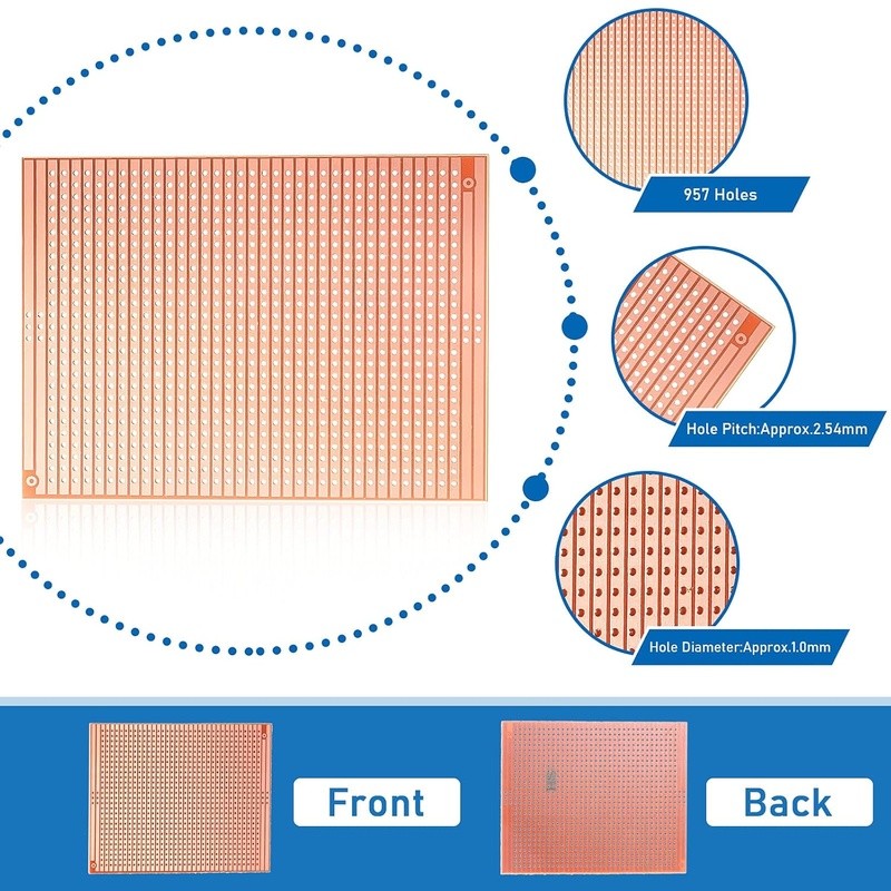 10 Pack Copper Strip Prototype Boards Easy Soldering PCB DIY Electronic Projects