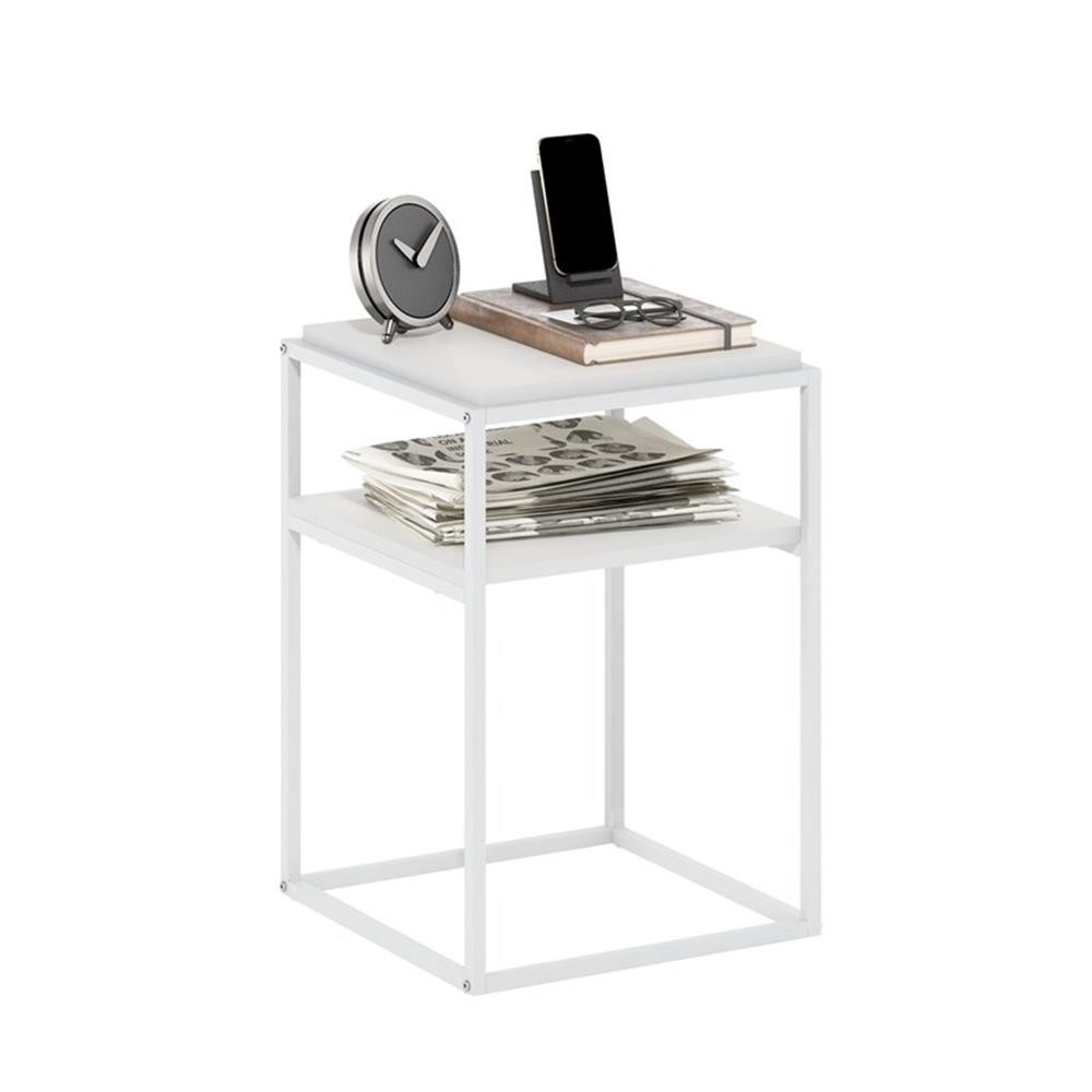 Pemberly Row Modern Stackable Shelf in 2-Tier in Solid White