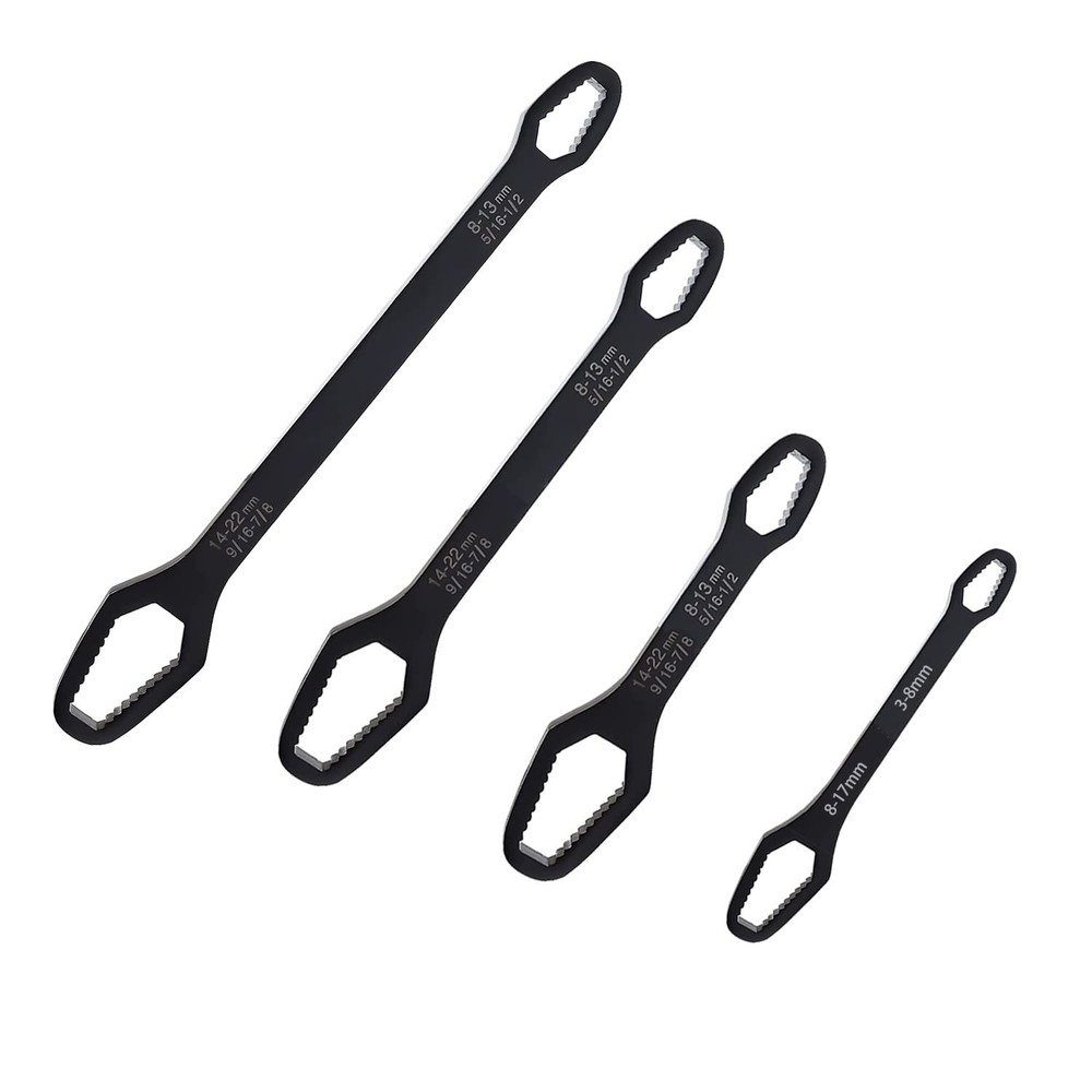 4-Piece Universal Adjustable Wrench Set, Double-Head Torx Spanner Tools 3mm-22mm