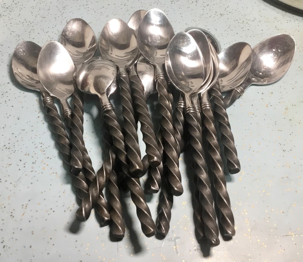 HAMPTON SILVERSMITHS BRADE BLACK TWISTED BAR HANDLE PATTERN SS TEASPOON GUC