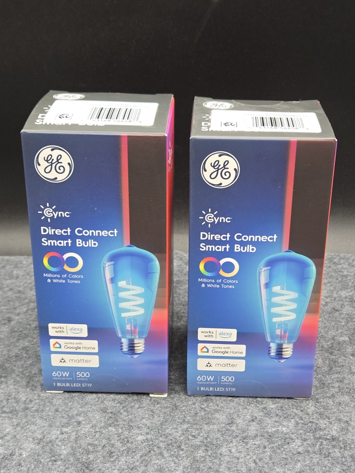 2 Pack GE Cync ST19 Full Color Direct Connect LED Smart Bulb WiFi Alexa Google