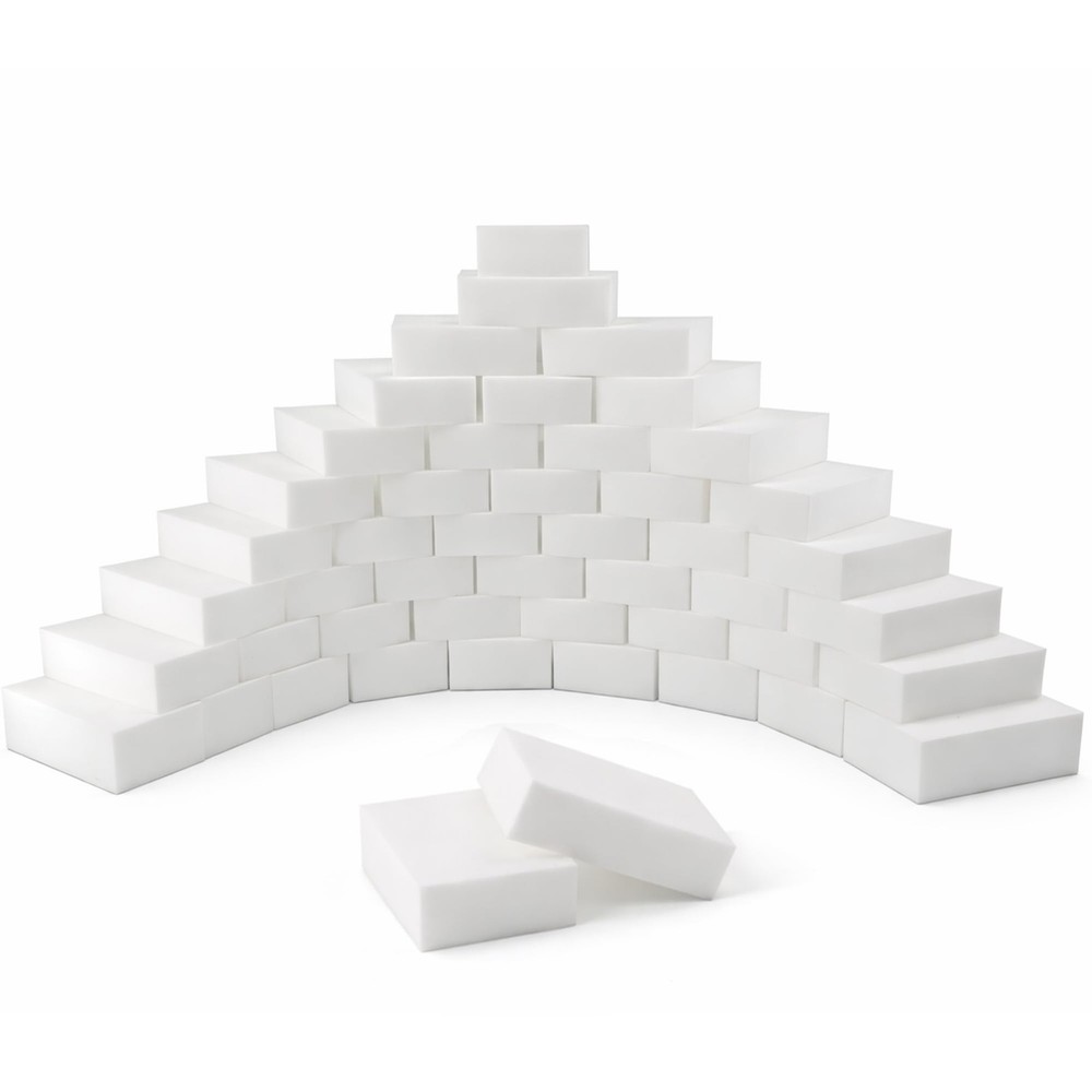 100 Pack Magic Cleaning Sponge Erasers, 100pcs sponge eraser, White