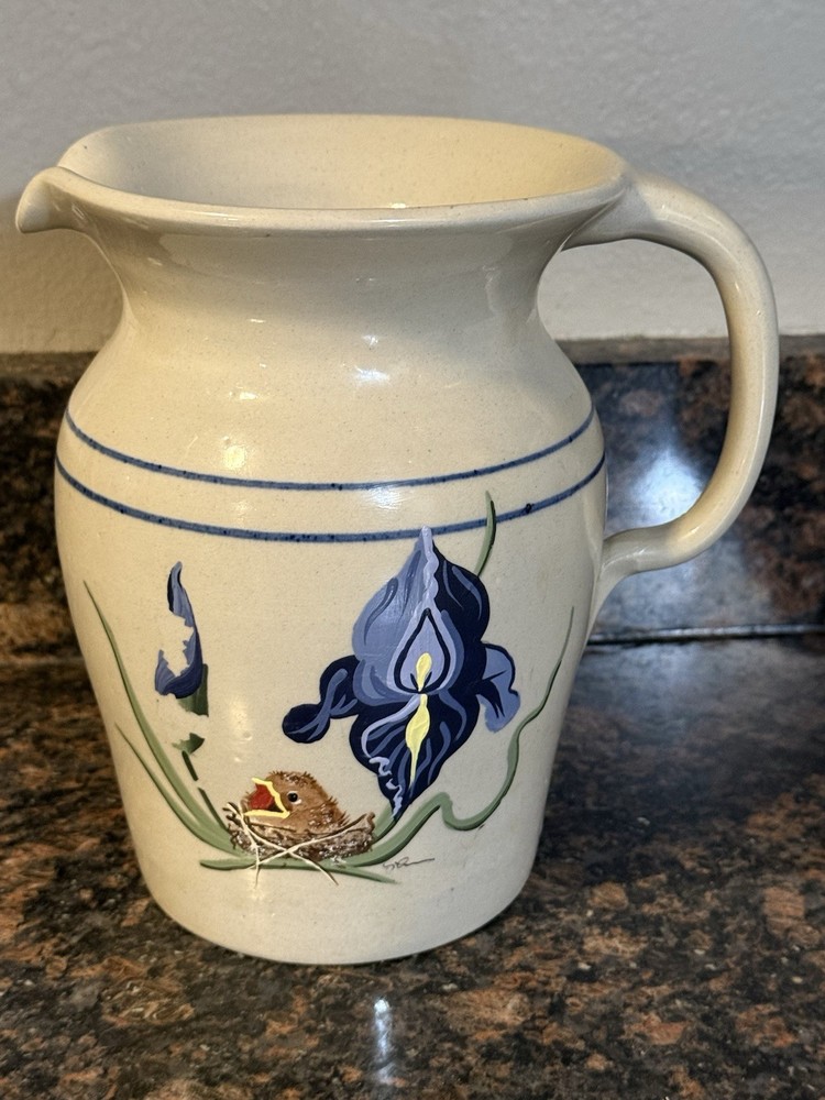 Ceramic Pitcher Art By Artist Signed