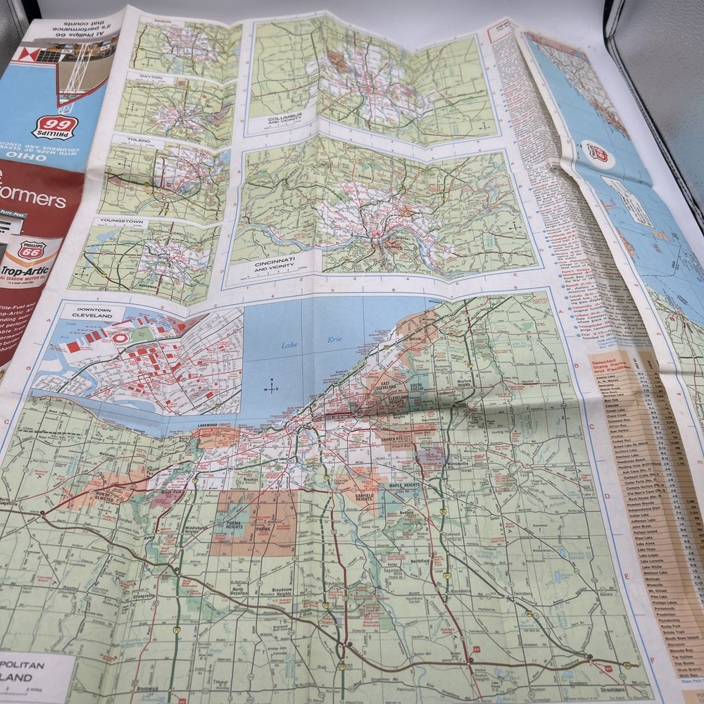 1970 Phillips 66 Road Map Ohio