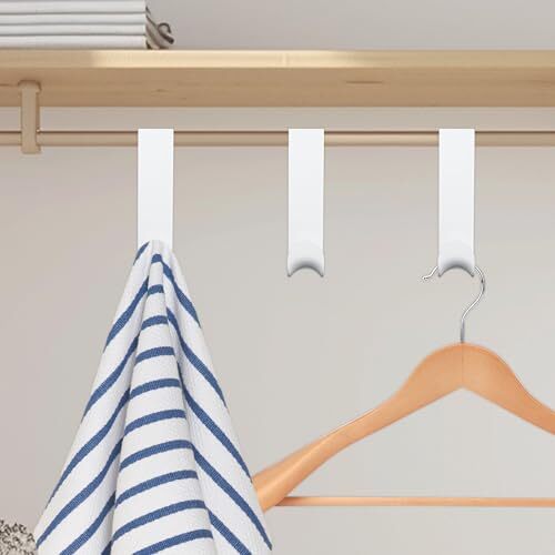 Plastic Over The Door Hooks, 4 Pack Door Hanger Hook White Coat Rack Hook,