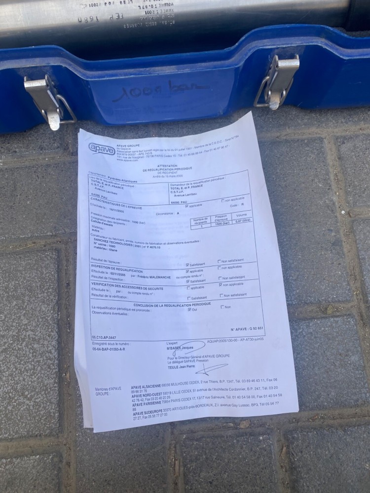 SANCHEZ Technologies apave , TITANIUM Free Piston OIL/GAS BOTTLE