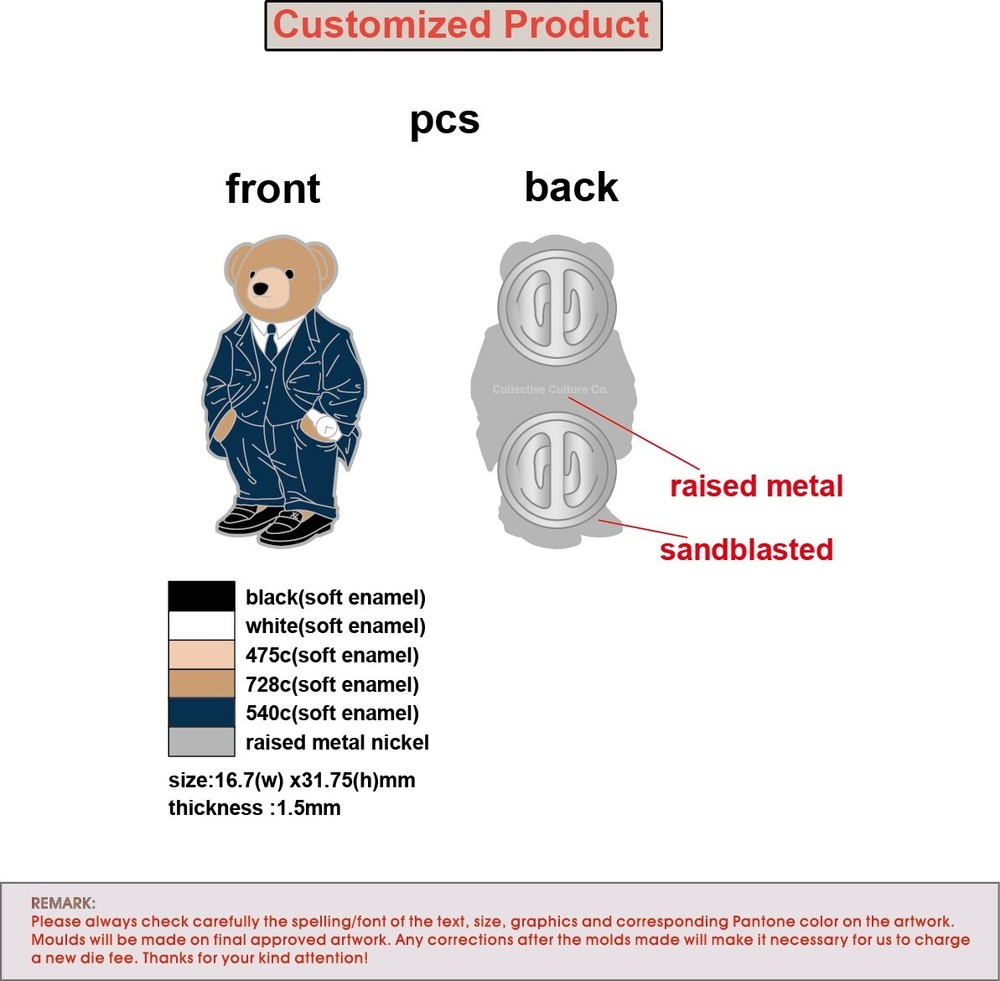 Beary Warbucks Enamel Pin